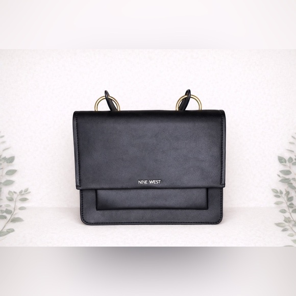 Nine West Handbags - Nine West Black Structured Crossbody Bag Gold Hardware Top Handle Mini Purse